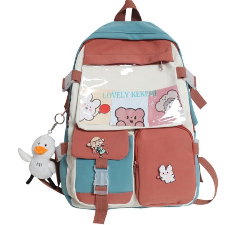 Junior High School Students Hit Color Ins Cute Large-capacity Transparent Backpack