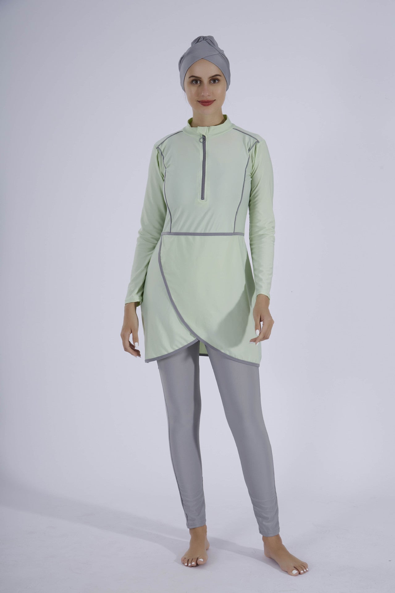 Modest Swimwear Burkini Top Hat Pants Three-piece Swimsuit