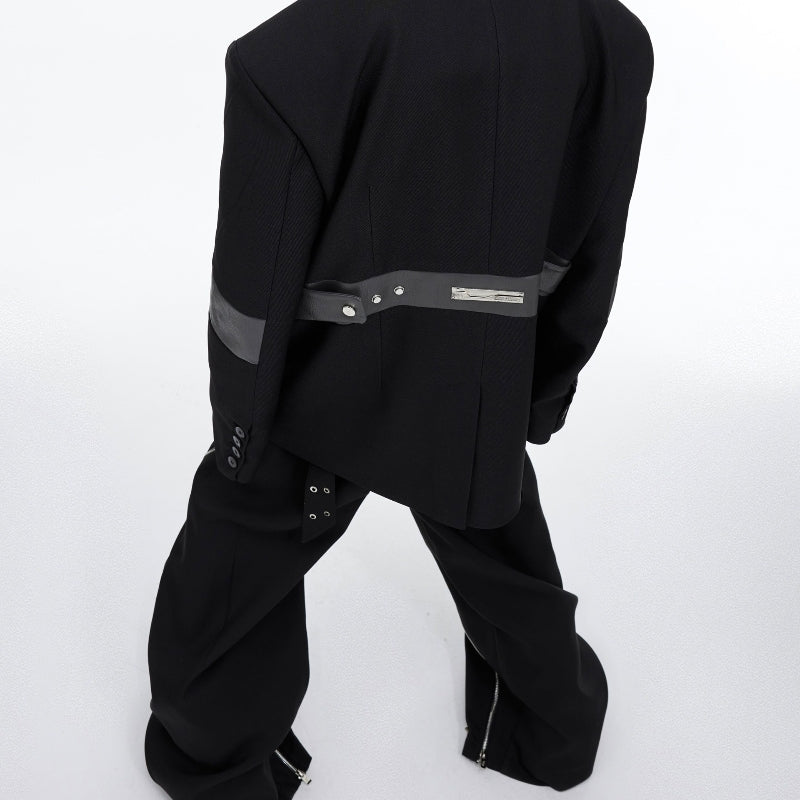Niche Deconstruction Three-dimensional Stitching Padded Shoulder Suit Jacket