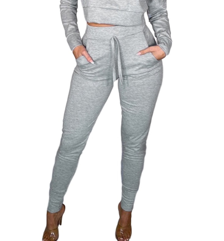 High Waist Skinny Track Pants Pocket Trousers