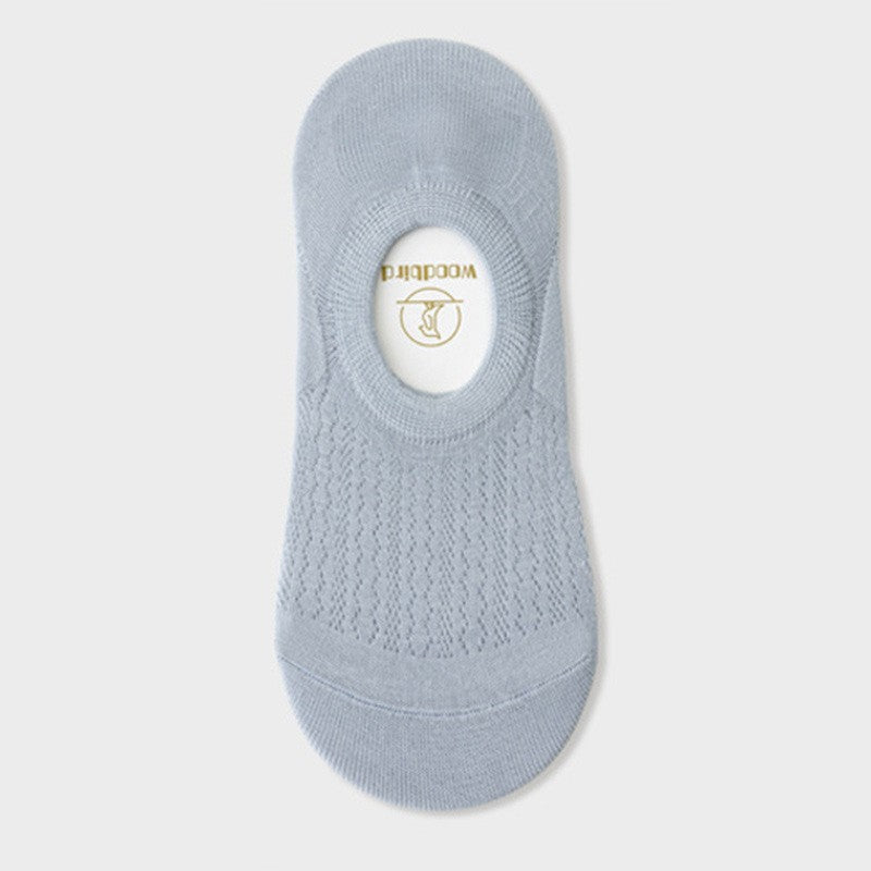 Women's Summer Mesh Thin Invisible Socks Solid Color Breathable Low-Top Silicone Non-Slip No-Slip Short Socks