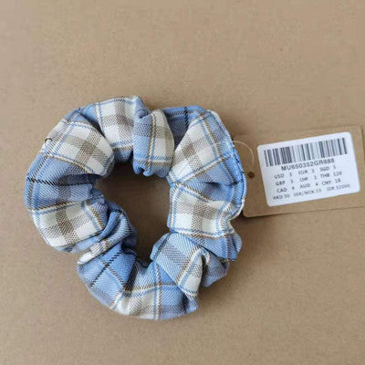 Plaid Print Large Intestine Ring Women's Hair Tie