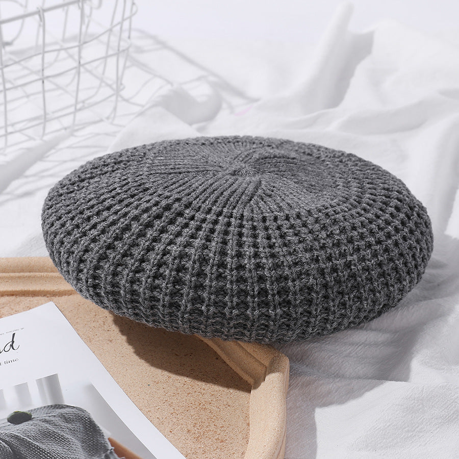 Popular Macaron Color Knit Beret Hat Women