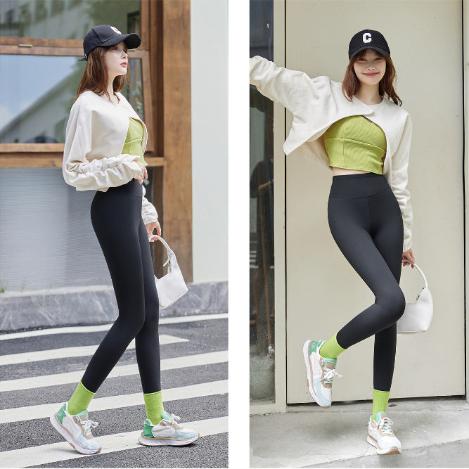 High Waist Hip Lifting And Belly Contracting Outerwear Leggings