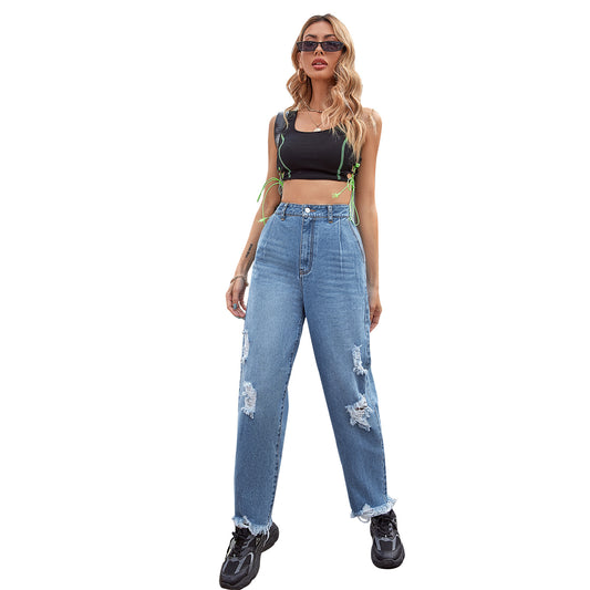 Style Jeans Women's New Straight Leg Pants Loose Harem Trousers