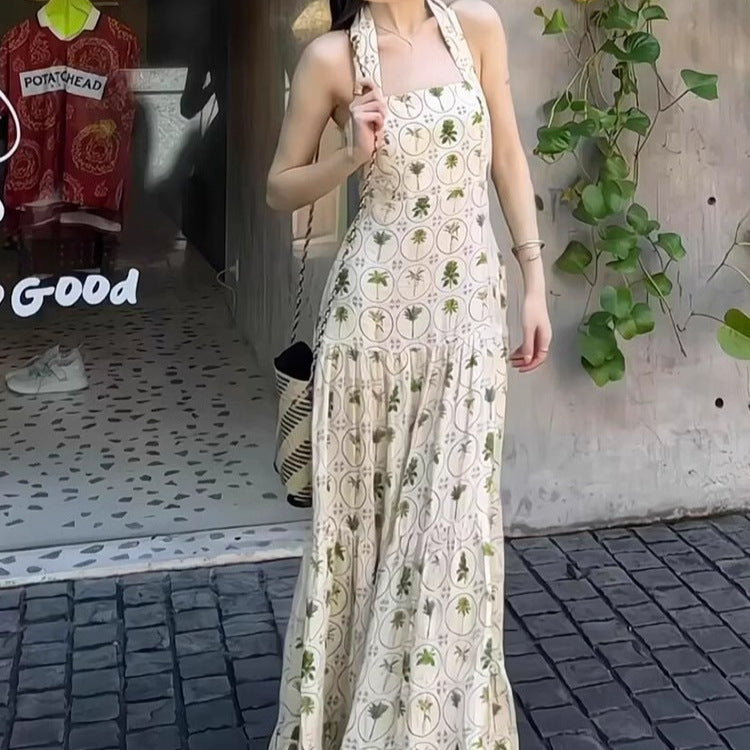 Floral-print Beach Vacation Dress Fashionable And Niche