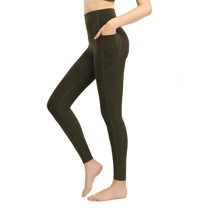 Women's Side Pocket Abdominal High Waist Hip Lift Yoga Pants