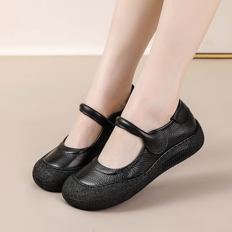 Womens Retro-style Flat Round-toe Soft-soled Shoes