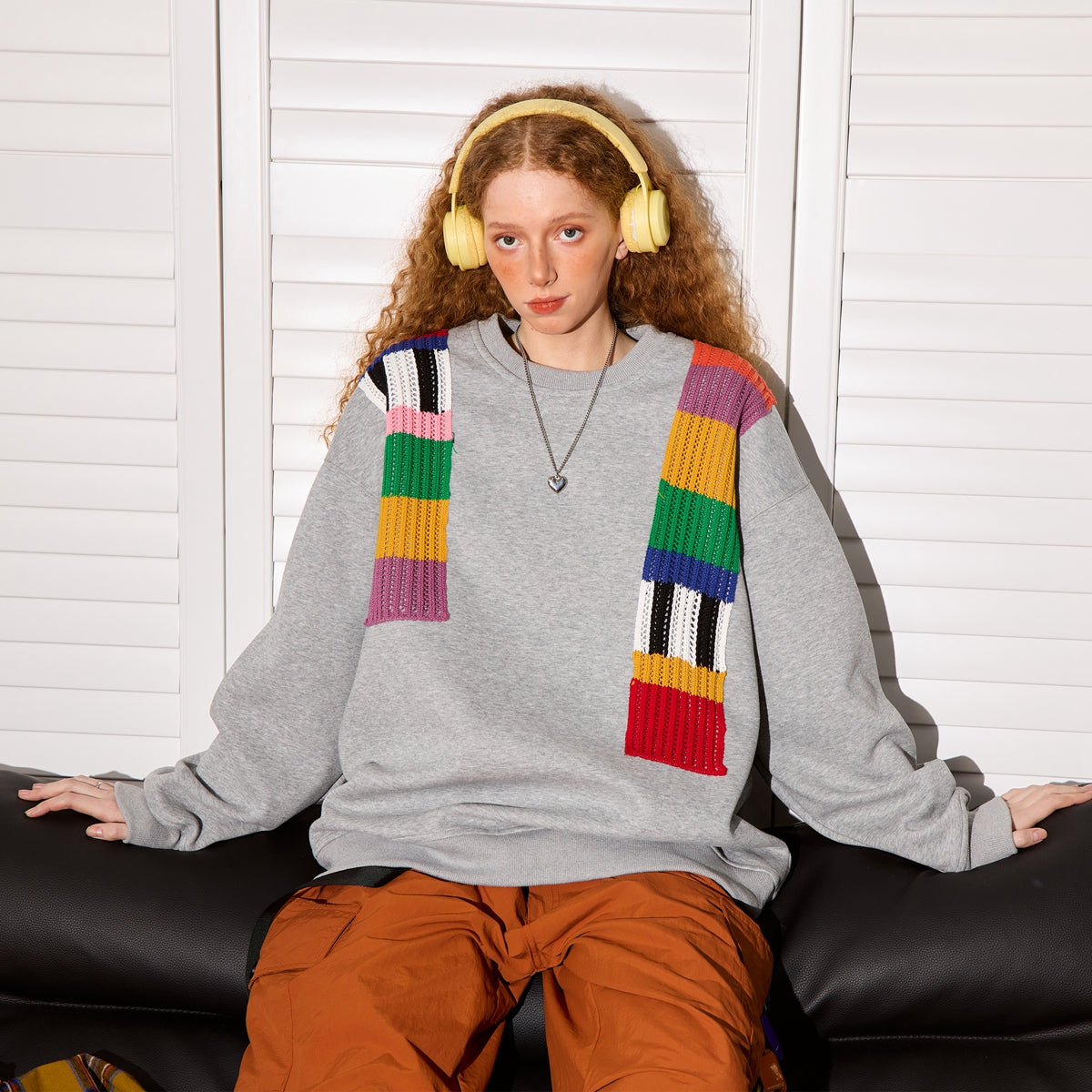 Niche Design Regnbue Uld Patchwork Sweater til Kvinder