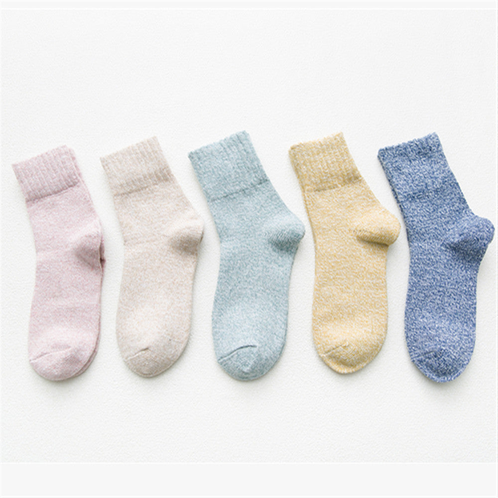 Autumn And Winter Thickened Keep Warm Pure Color Parallel Women's Socks