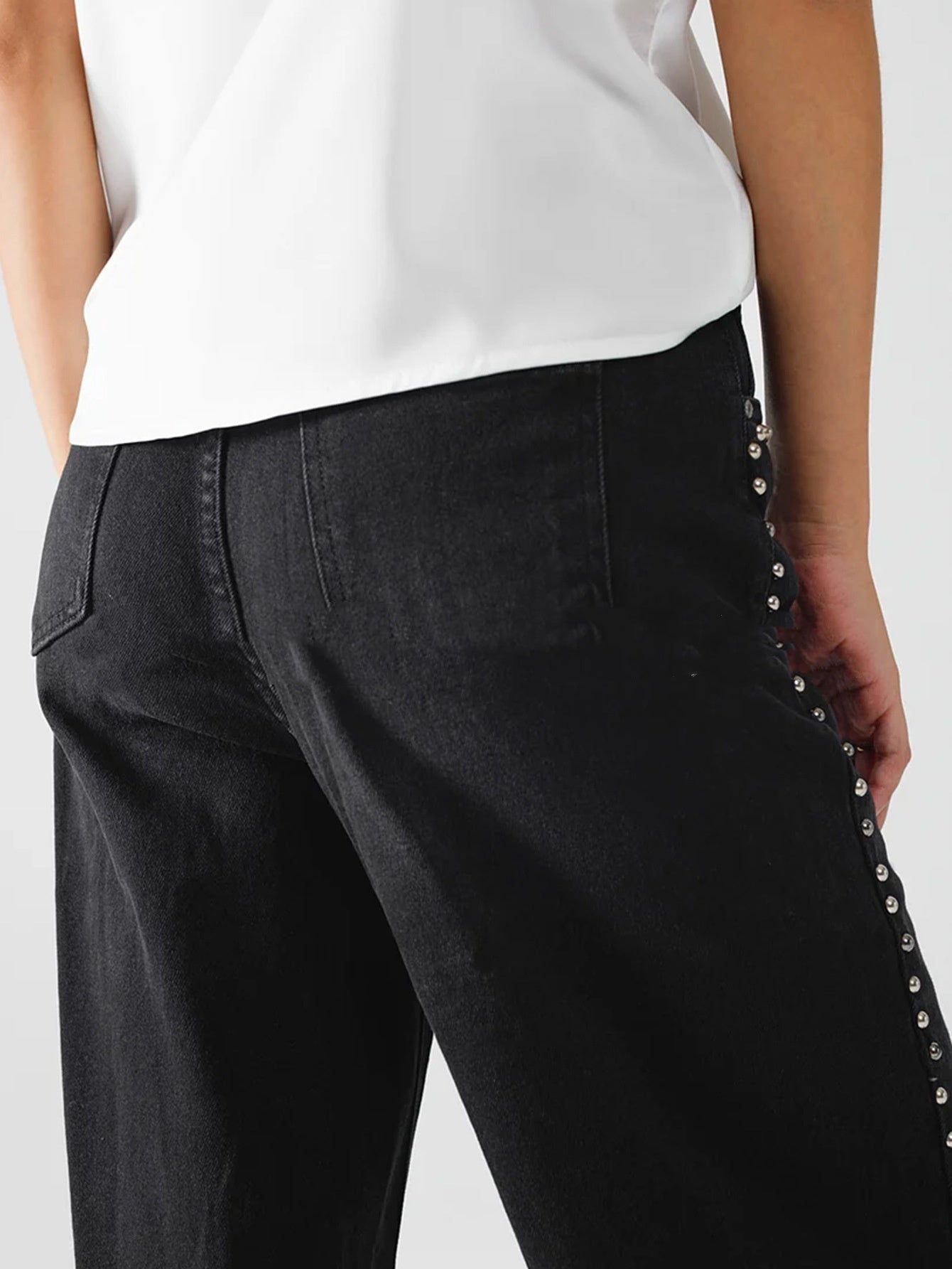 Women's European And American Fashion Rivet Wide-leg Jeans