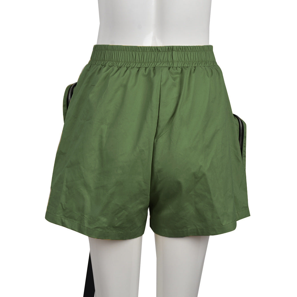 Women's Summer Multi-zipper Elastic Waist Casual Shorts