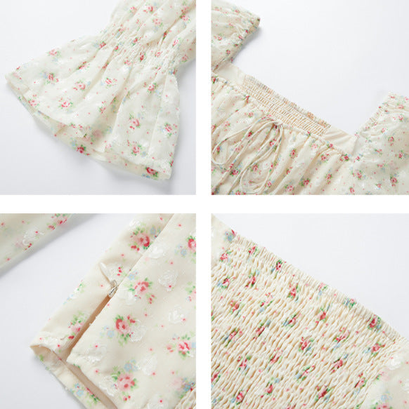 Women's Puff Sleeve Floral Bandeau Top