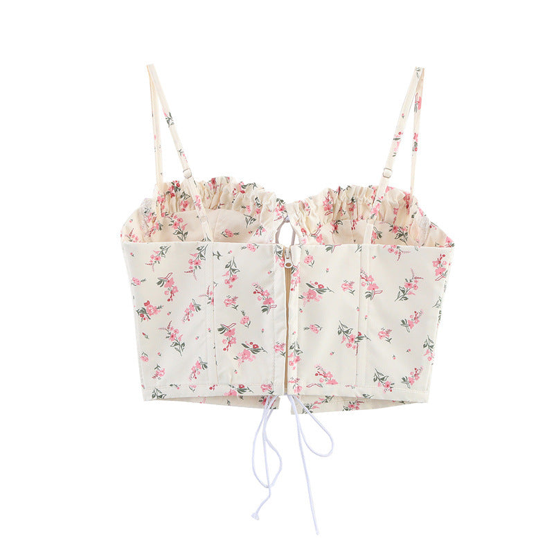 Two-color Sexy Lacing Fishbone Slim-fit Suspender Top