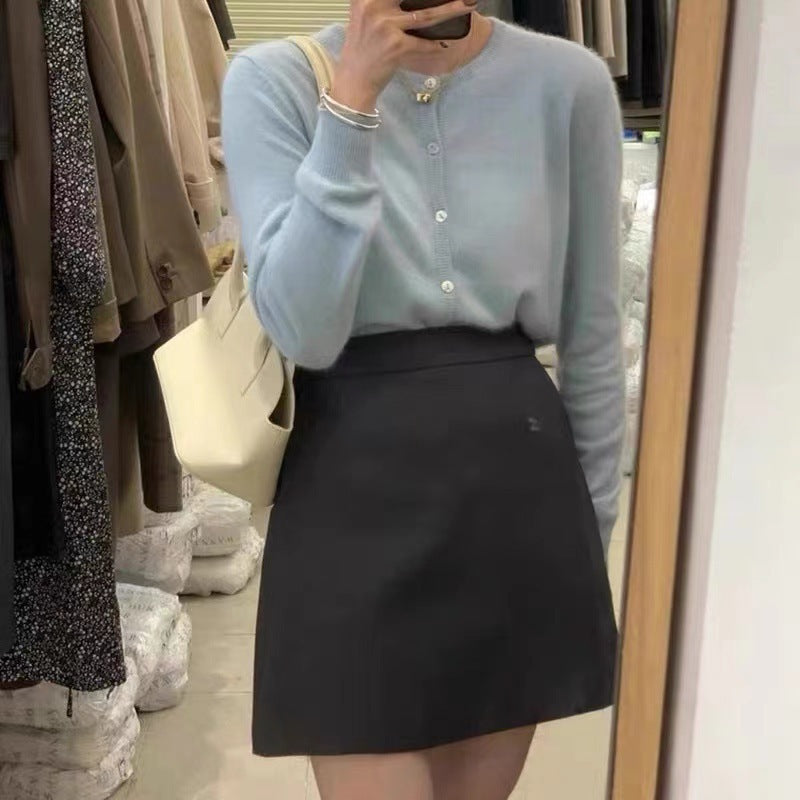 Short Round Neck Bandage Dress Base Sweater Coat Top