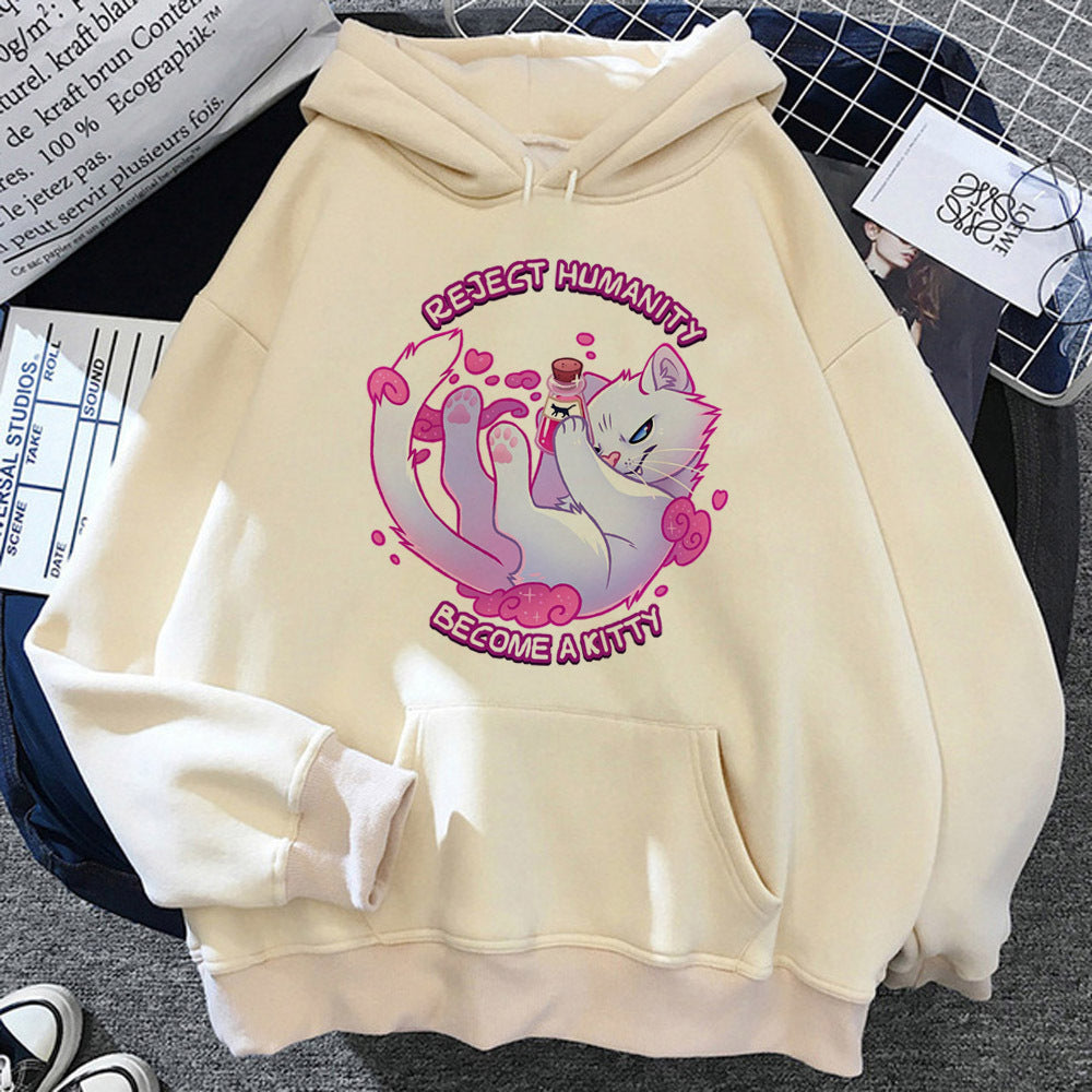 Furry Hættetrøje Ungdommeligt Y2K Mønster Kawaii Athleisure Teen