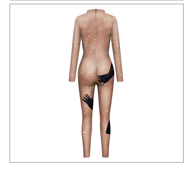 Scenekostume-tights til kvinder, heldragt med digitalprint i europæisk og amerikansk stil