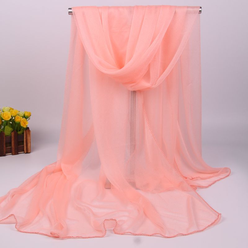 Scarf Women All-match Long Chiffon Shawl Sunscreen Sunshade Seaside Solid Color