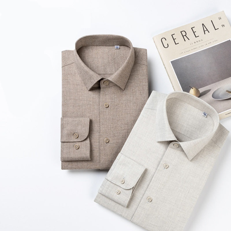 Mens Solid Color Brushed Thicker Long Sleeve Shirt Top