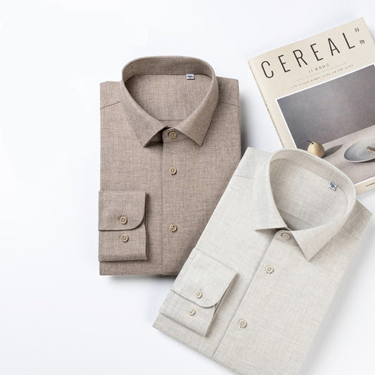 Mens Solid Color Brushed Thicker Long Sleeve Shirt Top
