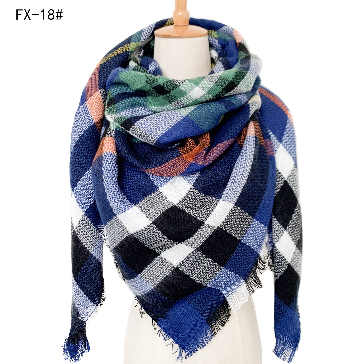 Cashmere-like Double-sided Colorful Plaid Scarf