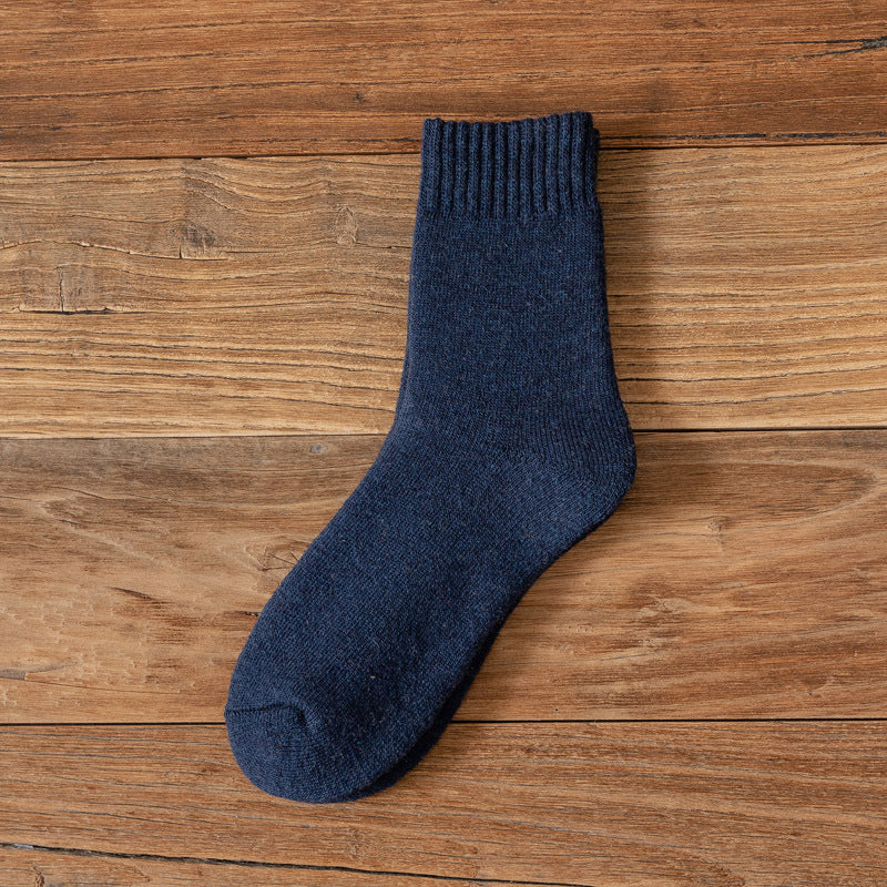 Men's Winter Cold-resistant Thickened Warm Wool Socks Solid Color Middle Tube