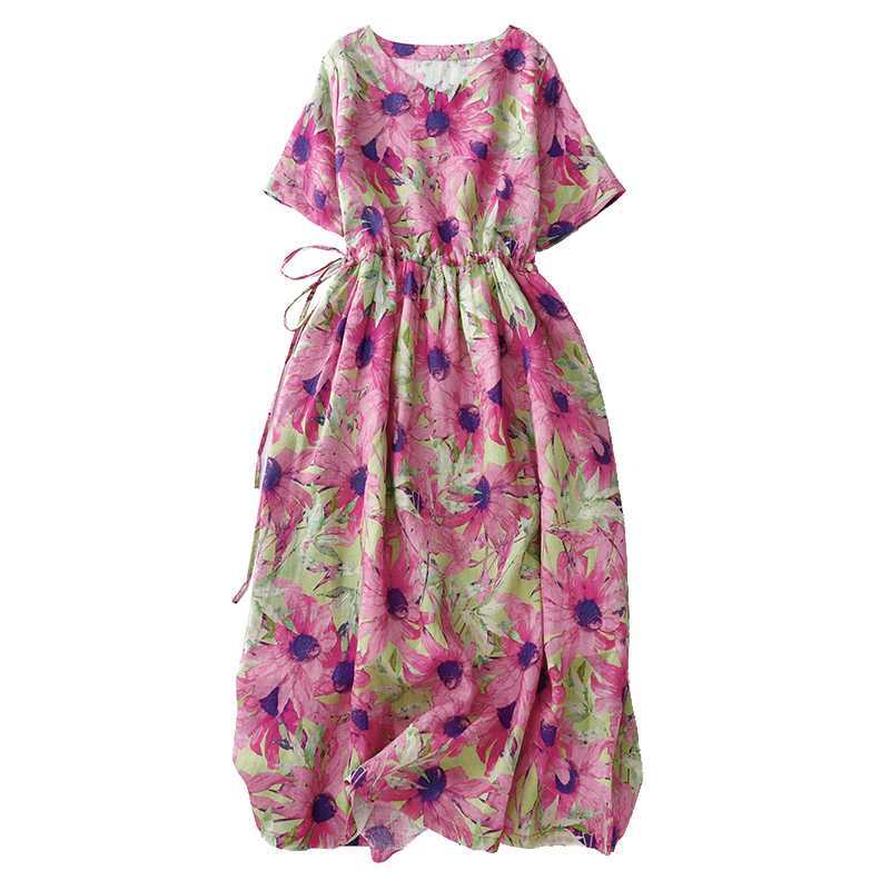 New Summer Ramie Printed Dress