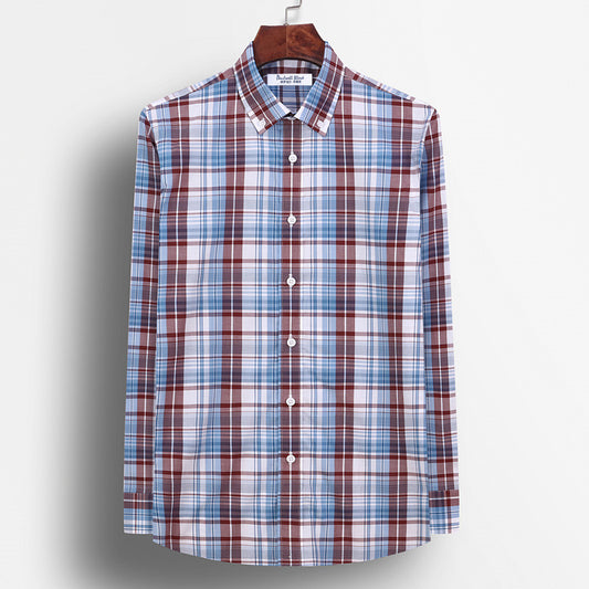 Plaid Shirt Men Long Sleeved Pure Cotton