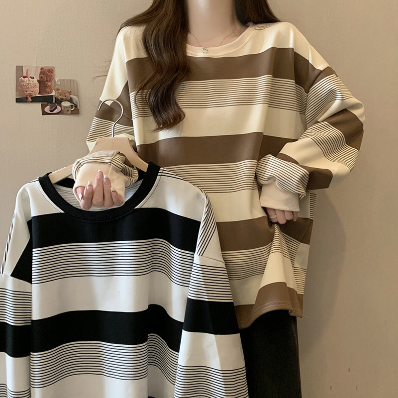 Vintage Stribet Tynd Sweater Løs Top til Kvinder