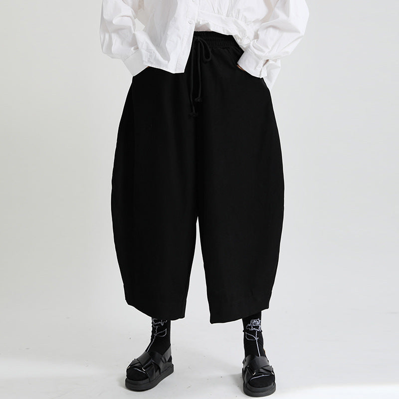 New Japanese Retro Brushed Curved Wide Leg Casual Pants