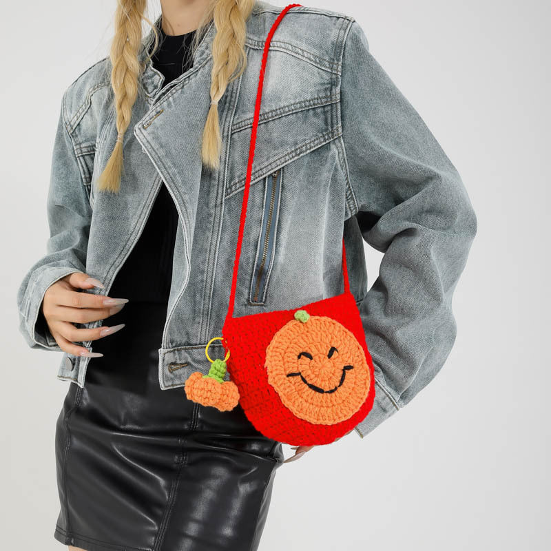 Handmade Wool Funny Bat Woven Shoulder Messenger Bag