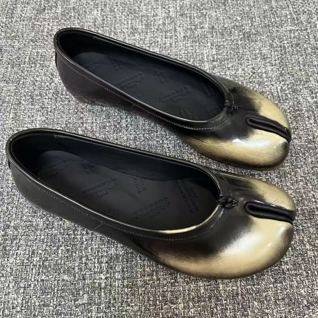 Genuine Leather Retro Split Toe Tabi Shoes Slip-on