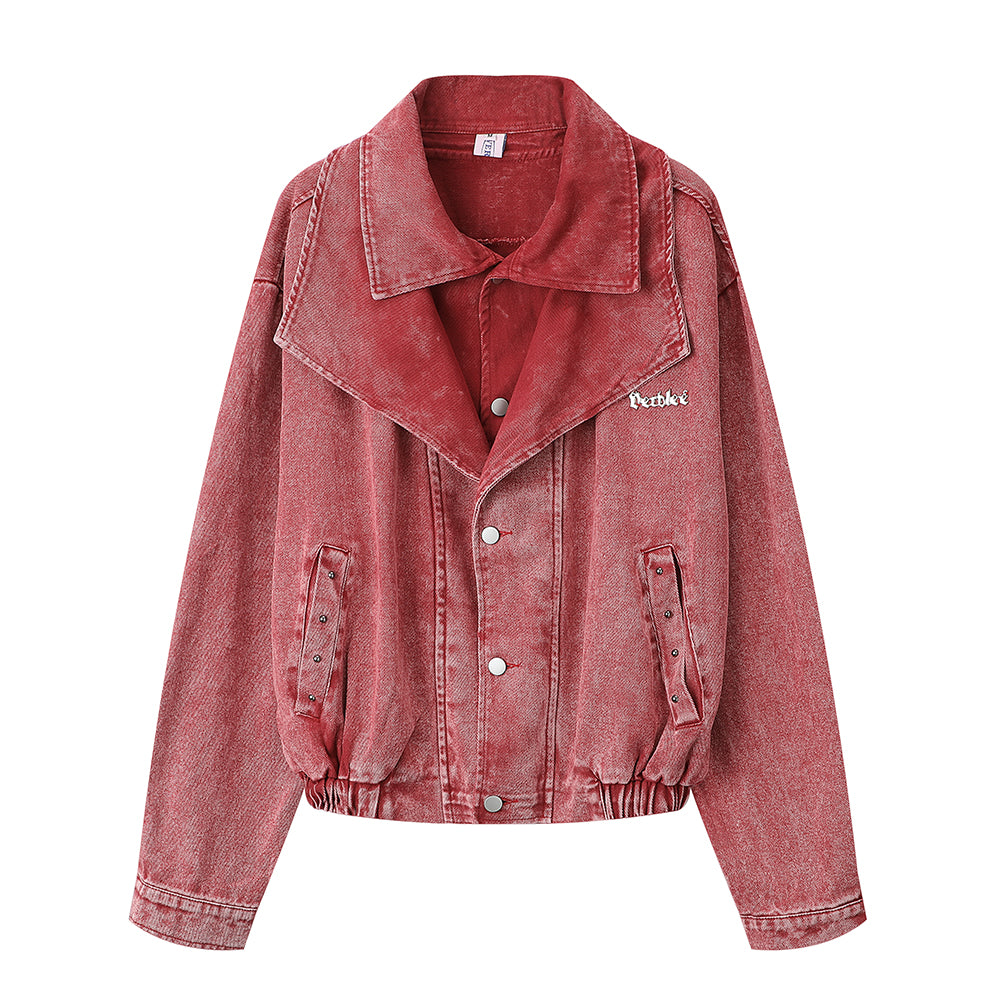 Guochao High Street Fake Two-piece Denim Jacket