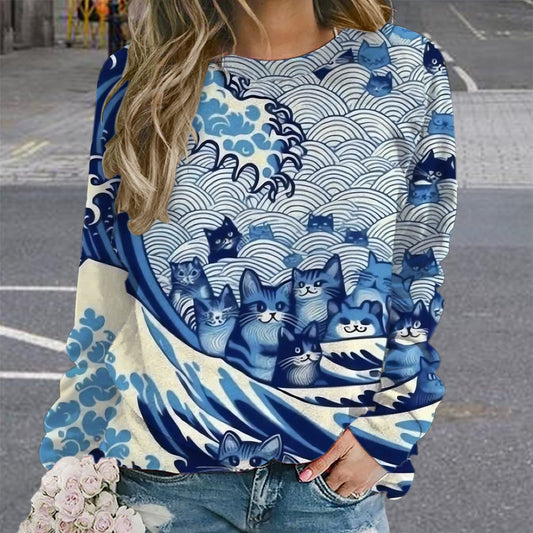 Digitaltryk Kvinder Wansheng Græskar Rundhalset Sweater