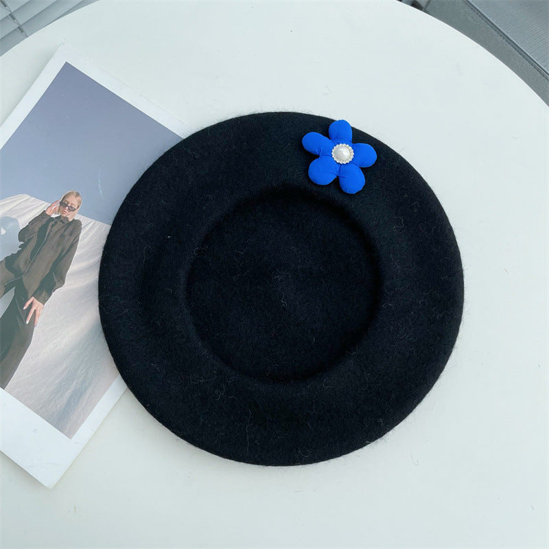 Ladies Fashion Sweet Patch Floral Beret