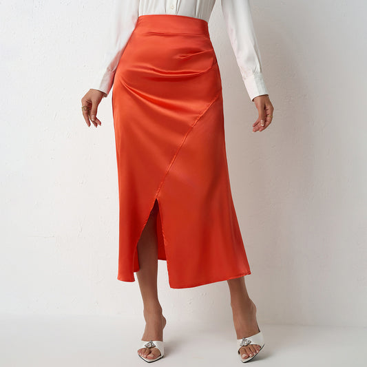 Pleated European And American Skirt Zipper Fishtail