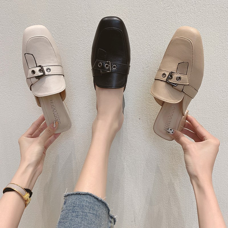 Lazy Women's Shoes Baotou Half Slippers With A Pedal