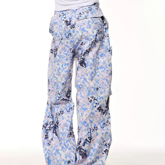 Retro Camouflage Cargo Pants Summer Loose Straight Wide Leg