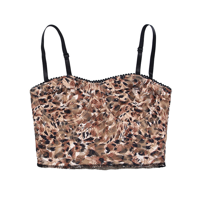 Summer Fashion Casual Slim Vest Leopard Print Sling Top