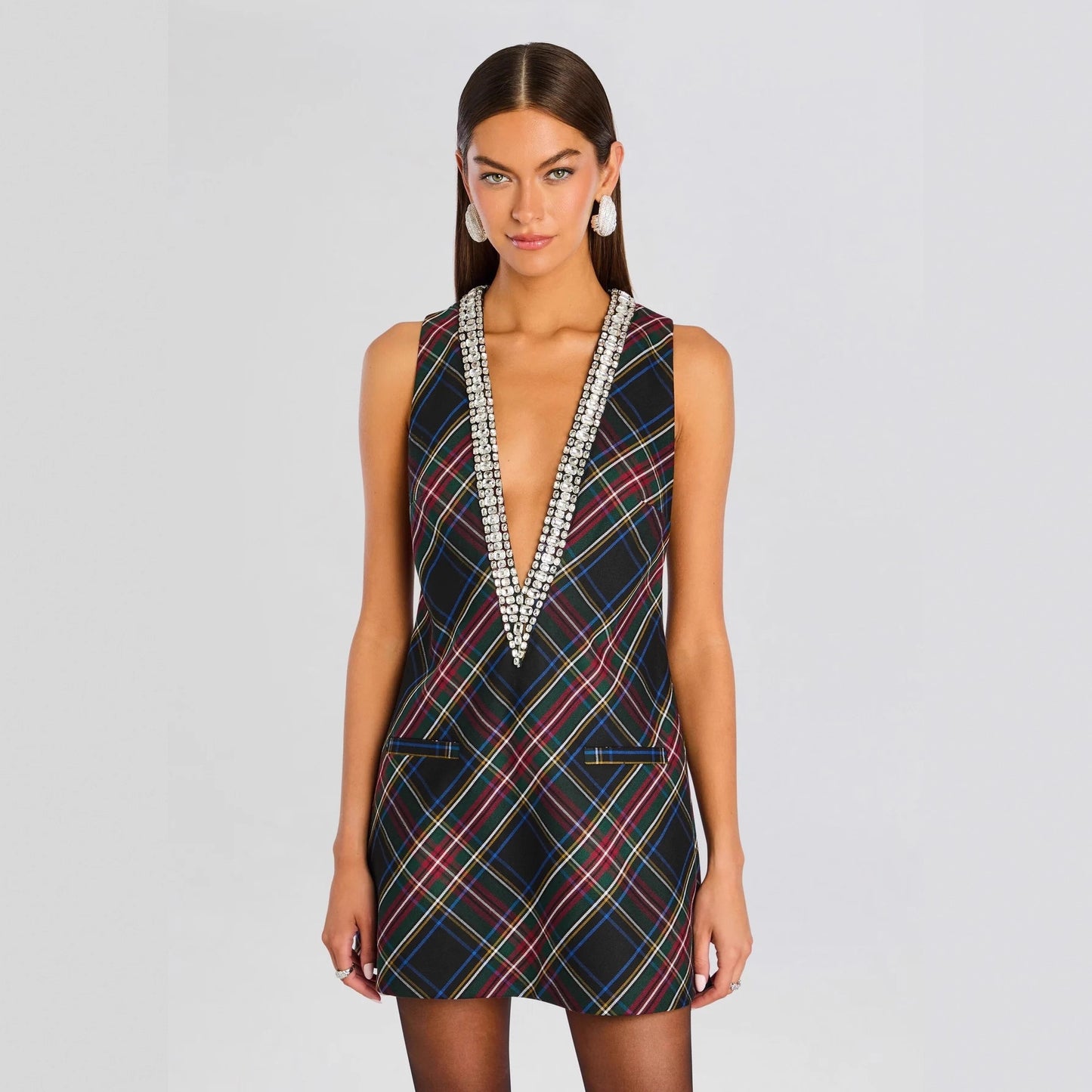 Hot-stone Multi-color Sleeveless Dress