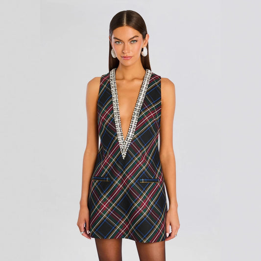 Hot-stone Multi-color Sleeveless Dress