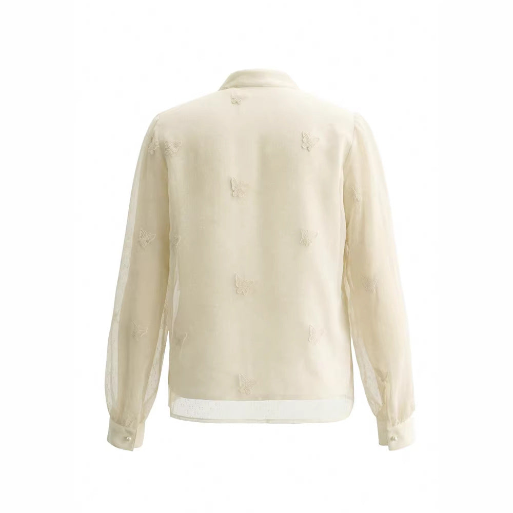Elegant All-Match Patchwork Lace Long-Sleeve Shirt Top For Women