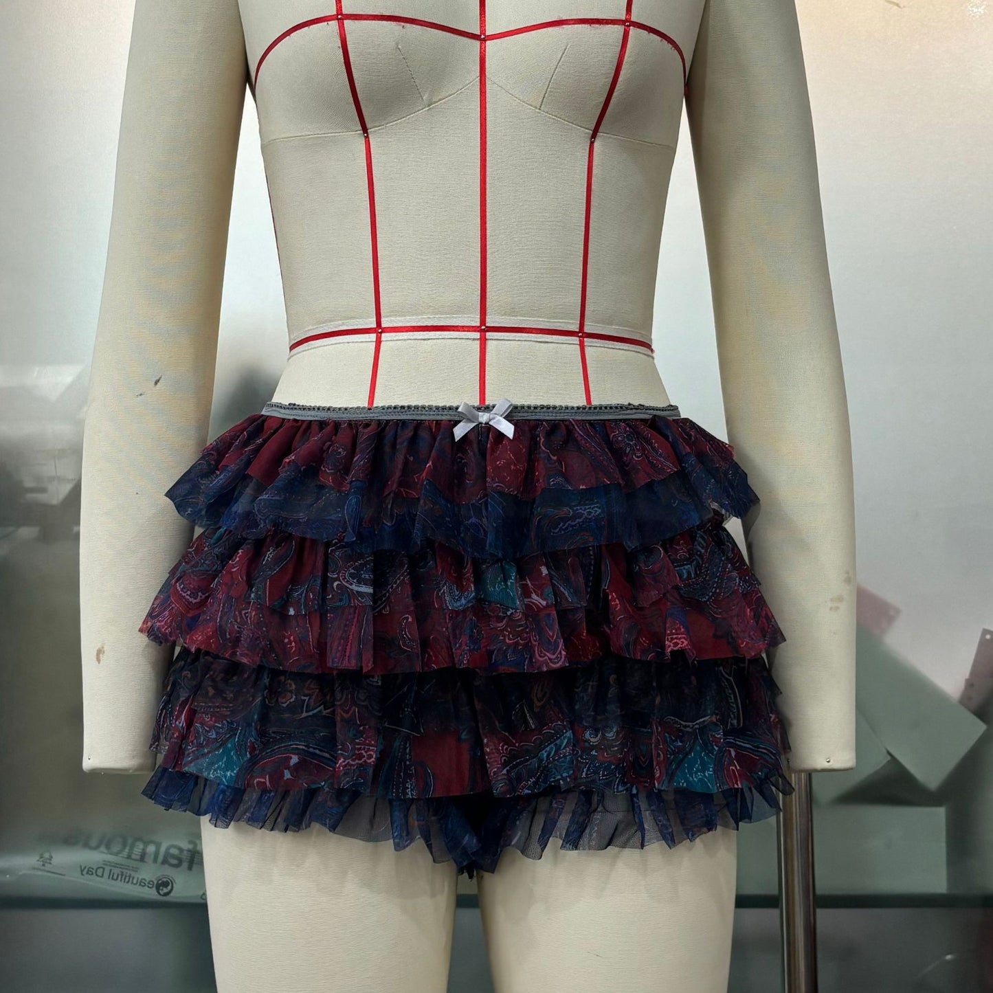 Flounced Wave Solid Color Lolita Low Waisted Shorts