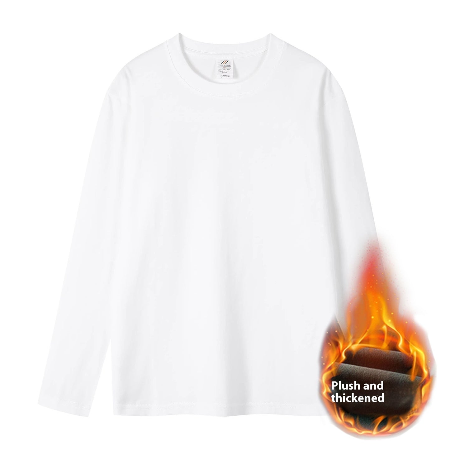 Plus Velvet Hvid Bundskjorte Dame Inder Match Mellemlang Løs T-shirt