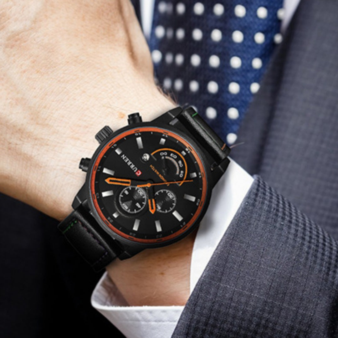 Cairen Water-Resistant Calendar Leather Business-Casual Quartz Watch