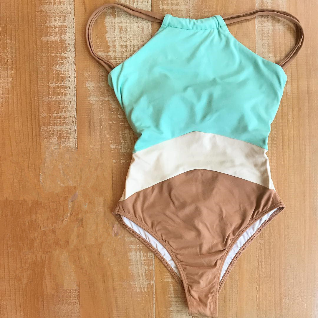 Women's Fashion Colorblock One Piece Swimsuit Bikini