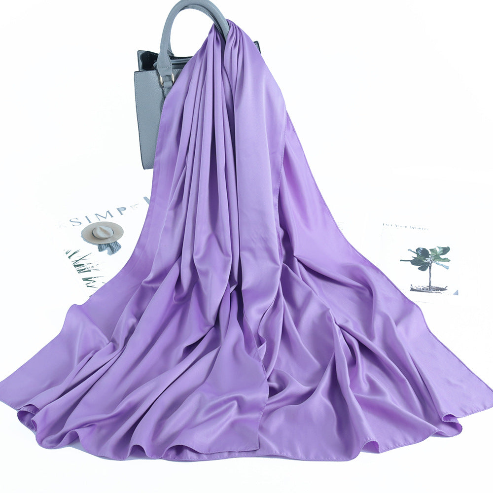 Solid Color Casual Malay Scarf Satin Shawl