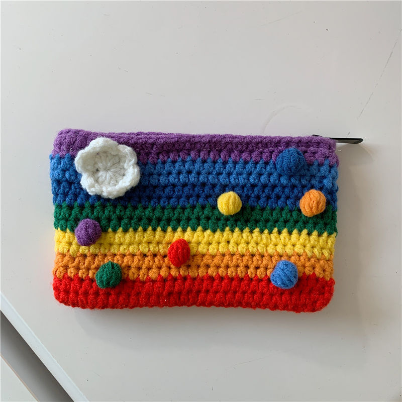 Super Cute Rainbow Knitted Coin Purse