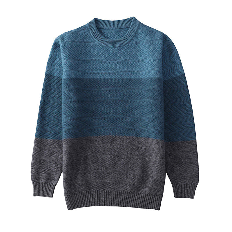 Men's Round Neck Color-blocking Padded Sweater