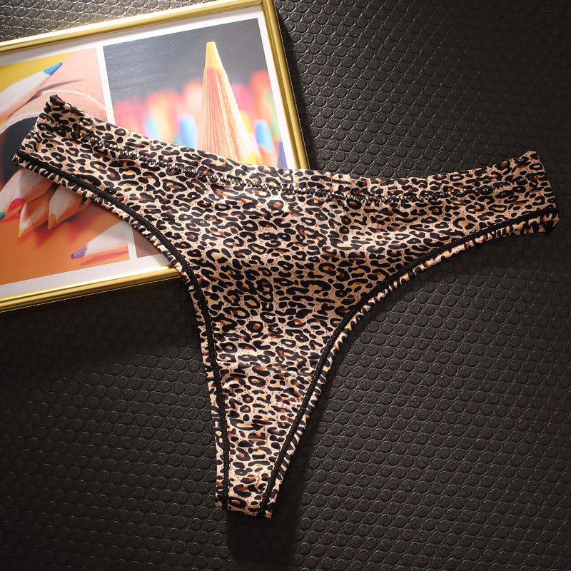 Leopardprint Thong i europæisk og amerikansk stil, sexet og sømløs